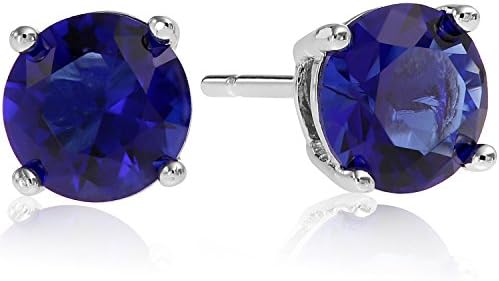 925 Sterling Silver Colored High Quality Heavy Settings Crystal Earrings (Saphire)