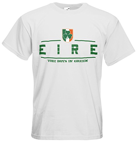 Irland Eire EM 2016 Fanshirt T-Shirt Trikot (Weiß, L)