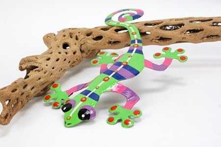 Metal Gecko Hanging Garden Sculpture - Green