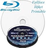 Bluray MediaRange 50GB CAKE TUB 10pcs BD-R 6x Inkjet Printable Double Layer BLU RAY DISC DL RECORDABLE