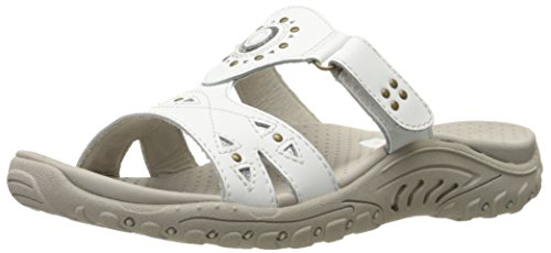 Skechers Women's Reggae Trench Town Slide Sandal, White Leather, 8 M US