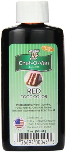 Chef-O-Van Food Coloring, Red, 2 Ounce