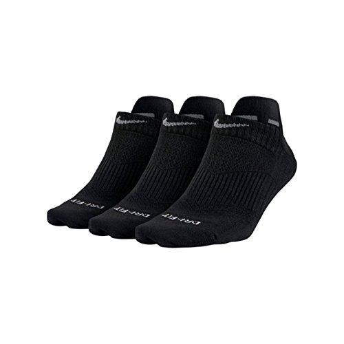 Nike Women's Dri-Fit Cotton Lightweight No-Show Tab Socks, 3-Pairs Sz: 6-10 (Black, Medium)