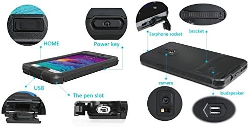 Note 4 Waterproof Case, Red Pepper Underwater Waterproof Shockproof Snow Proof Sweat Proof Dirt Proof Protection Case With Finger Print ID and Built In Kickstand for Samsung Galaxy Note 4 Swimming Diving Full Body Sealed Defender (Blue)