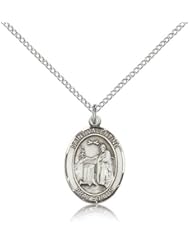 .925 Sterling Silver Saint St. Valentine of Rome Medal Pendant 3/4 x 1/2 Inches Love-8121- Comes with a .925 Sterling Silver Lite Curb Chain Neckace And a Black velvet Box