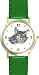 Gray Tabby Cat Mom and Kitten Cat - JP - WATCHBUDDY&reg; DELUXE TWO-TONE THEME WATCH - Arabic Numbers - Green Leather Strap-Size-Large ( Men's Size or Jumbo Women's Size )