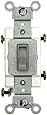 Leviton 54503-2GY 15 Amp, 120/277 Volt, Toggle Framed 3-Way AC Quiet Switch, Commercial Grade, Grounding, Gray