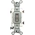 Leviton 54503-2GY 15 Amp, 120/277 Volt, Toggle Framed 3-Way AC Quiet Switch, Commercial Grade, Grounding, Gray