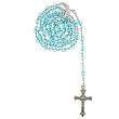 Peace Dove Rosary - Faceted Blue Beads with Chain Links - Peace Dove Centerpiece - 22'' Length - 6mm Beads
