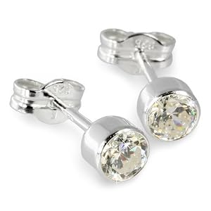 Silberdream Damen-Ohrstecker Zirkonia Weiß 925 Silber Sdo503W