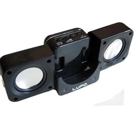 LUPO Black Portable Folding Speakers for Iphone, Ipod Video, Touch, Classic, Nano (all generations), Shuffle plus all other MP3 and MP4 players *includes power adapter*