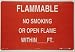 Brady 72255 20" Width x 14" Height B-120 Premium Fiberglass, White on Red Chemical and Hazardous Materials Sign, Legend "Flammable No Smoking Or Open Flame Within __ Feet" Brady 72255 20" Width x 14" Height B-120 Premium Fiberglass, White on Red Chemical and Hazardous Materials Sign, Legend "Flammable No Smoking Or Open Flame Within __ Feet"