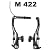 SHIMANO(シマノ) V-BRAKE BR-M422-L FRONT X-TYPE(THIN SPACER OUTSIDE) W/S65T SHOE 16.0mm FIXING BOLTS BLACKW/90D TUBE IND.PACK