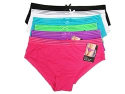 Women's 12-pack Solid Color Bikini Panties with Striped Band