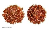 Natural orchid gold earrings, 'Everlasting Pink' 1 W 1 L