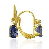 10K Yellow Gold Tanzanite and Diamond Leverback Earrings (1ct tgw)