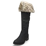 MQ23 Damen klassische Overknie - Stiefel mit Blockabsatz MQ1300 Black Gr. 37