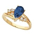 14K Yellow Gold Chatham Created Sapphire and Diamond Ring