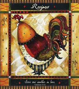 Tuscan Rooster Recipe Album With Scripture - Includes 40 Recipe Cards, 20 Clear Acrylic Sleeves and 12 Designer Dividers