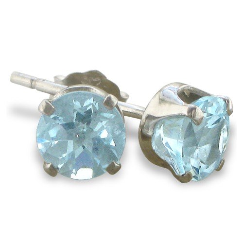1ct Aquamarine Stud Earrings in Sterling Silver 5mm