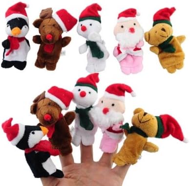 Christmas Santa Claus Snowman Finger Puppets Toy Doll Baby Stories Helper