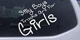 Silly Boys Trucks Are For Girls Off Road Car Window Wall Laptop Decal Sticker -- White 8in X 7.4in