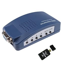 Computor Laptop PC MAC Monitor VGA to TV AV Composite RCA S-Video Converter Box Convertors Adaptors (Dark Blue) Computor Laptop PC MAC Monitor VGA to TV AV Composite RCA S-Video Converter Box Convertors Adaptors (Dark Blue)