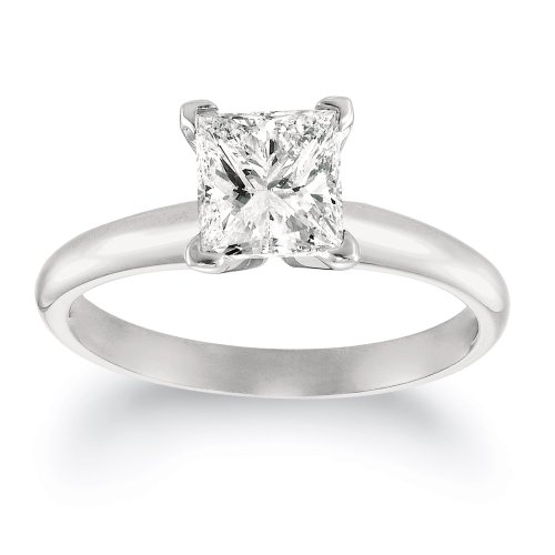 14k Choice of White or Yellow Gold Princess Cut Solitaire Diamond Engagement Ring (1 1/2 ct, H-I Color, SI2-I1Clarity)