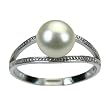White Twin Arch Silver Band Pearl Ring