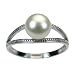 White Twin Arch Silver Band Pearl Ring