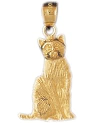 Dazzlers Solid 14k Gold Cat Charm Pendant Available in three colors from jewelsberry (weights: 2.8 grams only)