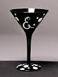 Personalitini - Monogram Black Polka Dot Martini Glass - E Personalitini - Monogram Black Polka Dot Martini Glass - E