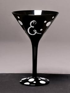 Personalitini - Monogram Black Polka Dot Martini Glass - E