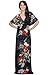 KOH KOH Women's Kimono Sleeve V-Neck Versatile Long Floral Print Maxi Dress