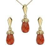 Abbey - Lovely 14k Earring & Pendant Set with Orange Briolettes