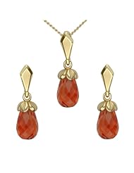 Abbey - Lovely 14k Earring & Pendant Set with Orange Briolettes