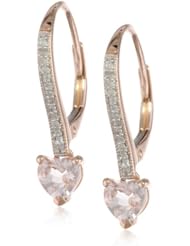 10k Rose Gold Morganite and Diamond Leverback Earrings (0.1 cttw GH, Color, I2-I3 Clarity)