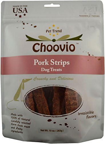 ChoovioPork Strips Dog Treats, Made in USA,(5-Ounce Bag)