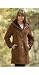 Women's Aisley Hooded Shearling Sheepskin Coat, TOBACCO, Size MEDIUM (8/10)