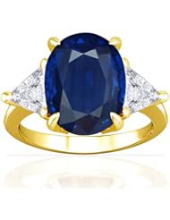 14K Yellow Gold Oval Cut Blue Sapphire Three Stone Ring