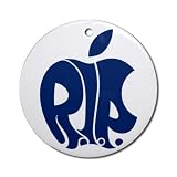 R.I.P. Steve Jobs Blue Apple on a 2 7/8 inch Ceramic Hanging Ornament