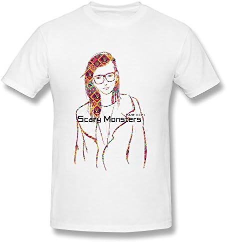 XUEJW Men's Dj Skrillex Sonny John Moore Cotton Round Collar T Shirt,XL,White