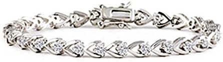 GSG 9 Stunning Round White Cubic Zirconia CZ Heart Shape Tennis Bracelet 7 Inch