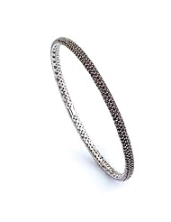 Sterling Silver Cubic Zirconium Silver with Black Bangle
