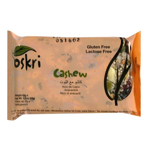 Oskri Organics Honey Bar Cashew, 1.5 Ounce Package (Pack of 20)