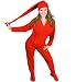 PajamaCity Red Polar Fleece Butt-Flap Footie Pajamas with Red Night Cap for Teens and Adults Size 7 (5'10" to 6'1")