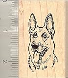 German Shepherd Portrait Rubber Stamp - Wood Mounted