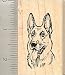 German Shepherd Portrait Rubber Stamp - Wood Mounted
