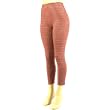 Workout Comfort Lounge Leggings Stretchy Stripe Brick Red