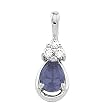 14K White Gold Iolite and Diamond Pendant